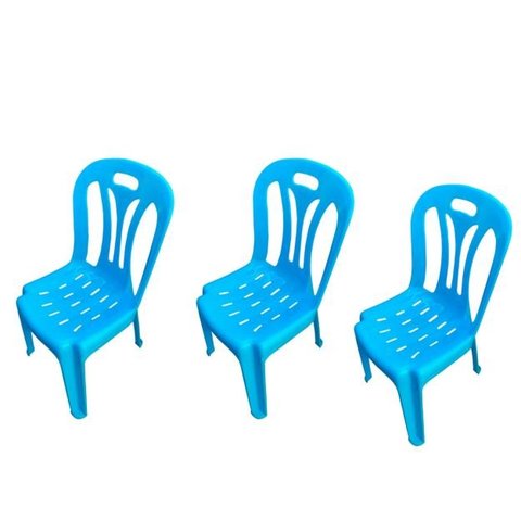 03 Cadeiras Infantil de Plástico para Estudar e Desenhar Azul