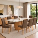 Ver imagem 1 de Conjunto Sala de Jantar 8 Lugares Retangular Tampo Vidro/MDF 200x90cm Mesa Diana e Cadeiras Carol