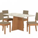 Ver imagem 2 de Conjunto Mesa Lotus com 4 Cadeiras 78x160x90 cm Bege/Canela/Fendi