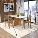 Ver imagem 1 de Conjunto Mesa Lotus com 4 Cadeiras 78x160x90 cm Bege/Canela/Fendi