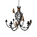 Ver imagem 5 de Lustre Rústico com Pássaros de Porcelana e Folhas de Ferro e Cupulas de Vidro