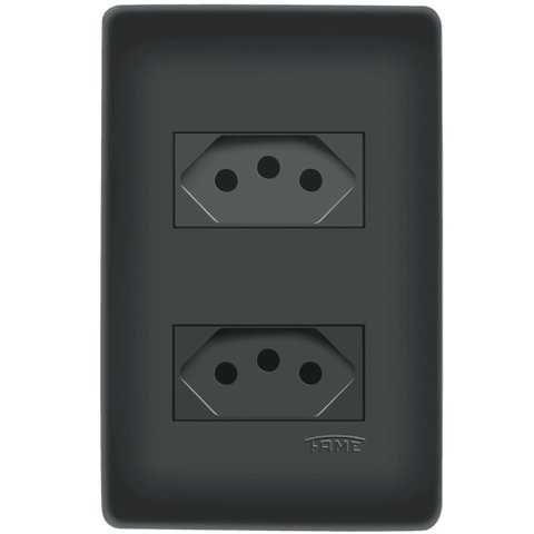 2 Tomadas Distâncias 2P+T Preta 20A/250V com Placa 4058 Fame