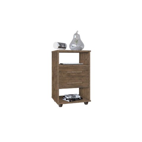 Mesa de Cabeceira Cie com Nicho 2 Gavetas Cor Canela