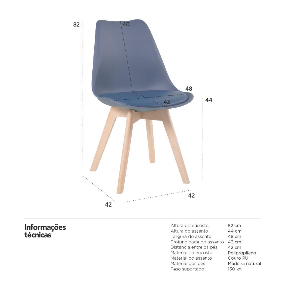 Kit 4 Cadeiras Leda - Azul Petróleo - 6