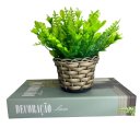 Ver imagem 1 de Conjunto decoração livro verde + vaso artesanal trançado