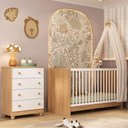 Ver imagem 1 de Berço 3 em 1 para Colchão 130x60cm com Cômoda 4 Gavetas Sol Multimóveis Mp4744 Madeirado/branco