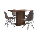 Ver imagem 6 de Mesa Jantar Londres Tampo Amêndoa 120cm 4 Cadeiras Ferro Preto Estofado Nude Médio