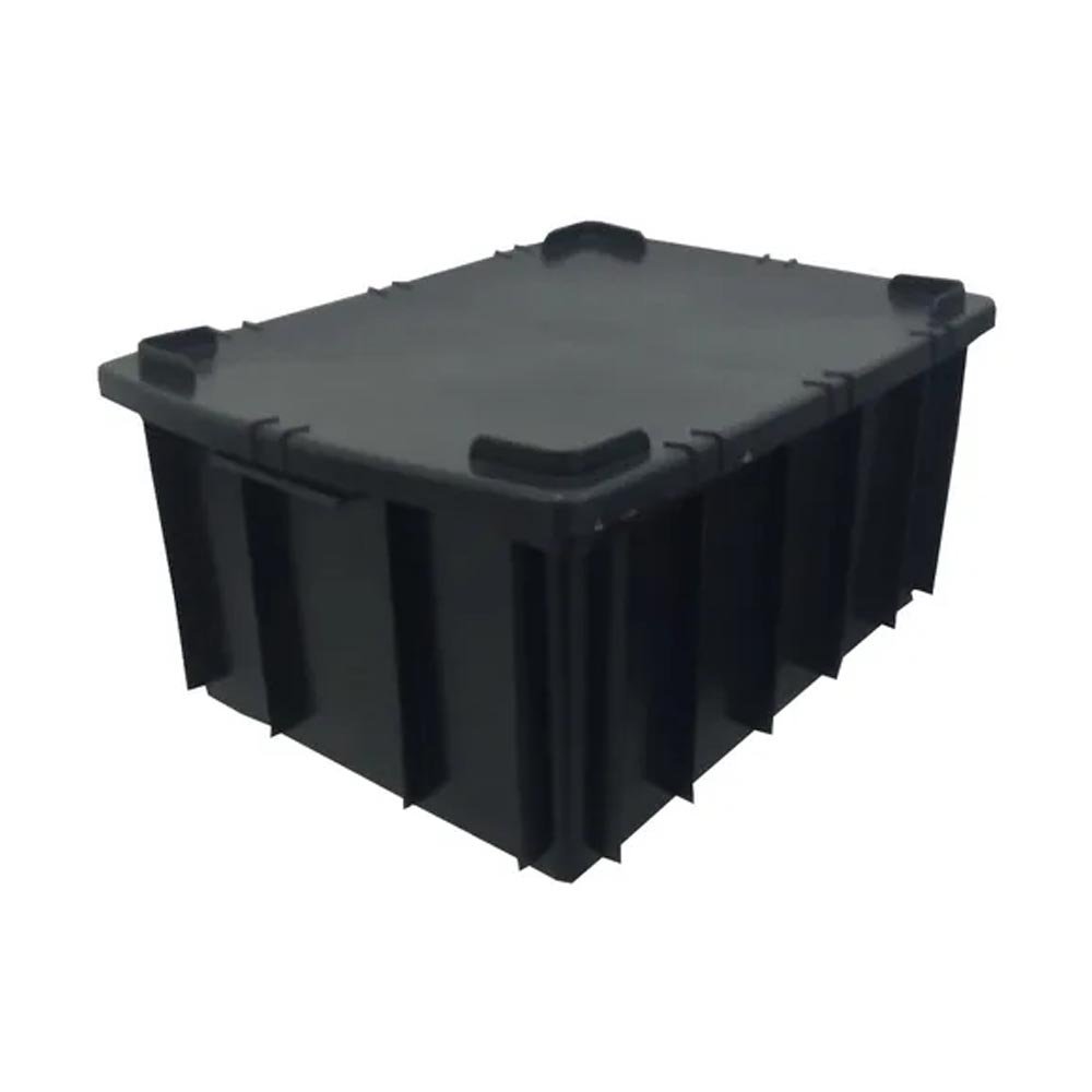 Caixa plástica 26 Litros preta com tampa lar plásticos - 2