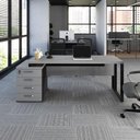 Ver imagem 1 de Mesa Diretor Escritório com Gaveteiro F5 Office g Moderno 4 Gavetas 150cm Cinza Sagrado com Preto