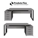 Ver mais imagens de Mesa Diretor Escritório com Gaveteiro F5 Office g Moderno 4 Gavetas 150cm Cinza Sagrado com Preto