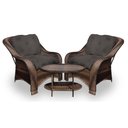 Ver imagem 1 de Conjunto de Poltronas Fibra Sintética Melo - 2 Poltronas + 1 Mesa Centro - Tecido Duna Marrom