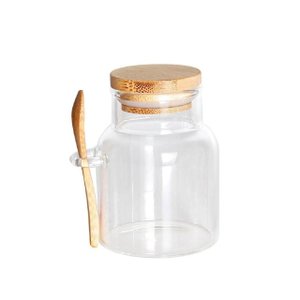 Porta Mantimento em Vidro Borossilicato com Tampa e Colher em Bambu 250ml - Dynasty