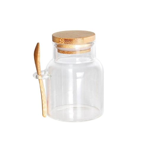 Porta Mantimento em Vidro Borossilicato com Tampa e Colher em Bambu 250ml - Dynasty