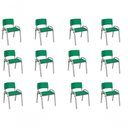 Ver imagem 1 de Kit 12 Cadeira Iso Infantil Creche, Base Cinza Verde Escuro