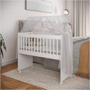 Ver imagem 1 de Mini Berço Moisés Multifuncional Vira Mesa, Aparador e Escrivaninha Mdf Branco