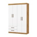Ver imagem 2 de Guarda-Roupa Solteiro Turim 4 Portas 2 Gavetas Multimóveis CR35554 Cinamomo/Branco