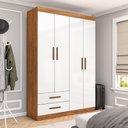 Ver imagem 1 de Guarda-Roupa Solteiro Turim 4 Portas 2 Gavetas Multimóveis CR35554 Cinamomo/Branco
