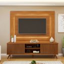 Ver imagem 1 de Rack Painel Ripado para TV até 58 Polegadas com LED 100% MDF 180cmx130cm Pés em Madeira Maciça Gaia Grécia Marrom Naturalle