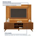 Ver imagem 6 de Rack Painel Ripado para TV até 58 Polegadas com LED 100% MDF 180cmx130cm Pés em Madeira Maciça Gaia Grécia Marrom Naturalle