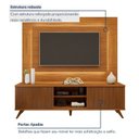 Ver imagem 6 de Rack Painel Ripado para TV até 58 Polegadas com LED 100% MDF 180CMX130CM Pés em Madeira Maciça Ga
