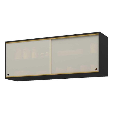 Armário De Cozinha Multimóveis 120 Cm 2 Portas Vidro Preto