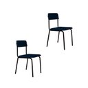 Ver imagem 1 de Conjunto 2 Cadeiras Estofadas Fixa Empilhável Fit Azul/Corriente/Preto Fosco Mt