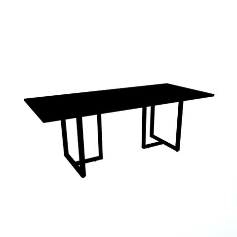 Mesa de Reunião Retangular 200 x 90 cm Pé Tub PE25 em MDP Cor Preta Base Preta