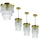 Ver imagem 1 de Kit 3 Pendentes Spark + Lustre Plafon Manucrillic Dourado
