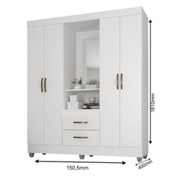 Guarda Roupa Casal Capela Lite Branco Brilho - Móveis Leão - 4
