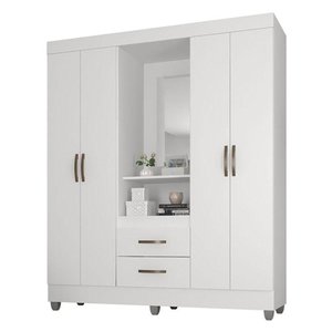 Guarda Roupa Casal Capela Lite Branco Brilho - Móveis Leão