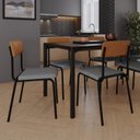 Ver imagem 3 de Conjunto 2 Cadeiras Estofadas Fixa Empilhável Fit Cinza Corriente/Caramelo/Preto Fosco Mt