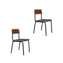 Ver imagem 1 de Conjunto 2 Cadeiras Estofadas Fixa Empilhável Fit Cinza Corriente/Caramelo/Preto Fosco Mt