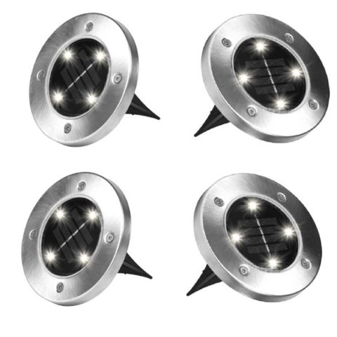 Kit 4 Luminaria 8 Leds Solar Spot Balizador Refletor Chao