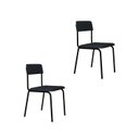 Ver imagem 1 de Conjunto 2 Cadeiras Estofadas Fixa Empilhável Fit Cinza/Corriente/Preto Fosco Mt