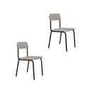 Ver imagem 1 de Conjunto 2 Cadeiras Estofadas Fixa Empilhável Fit Branco/Palha Corriente/Preto Fosco Mt