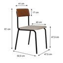 Ver imagem 4 de Conjunto 2 Cadeiras Estofadas Fixa Empilhável Fit Branco/Palha Corriente/Caramelo/Preto Fosco Mt