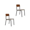Ver imagem 1 de Conjunto 2 Cadeiras Estofadas Fixa Empilhável Fit Branco/Palha Corriente/Caramelo/Preto Fosco Mt