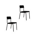 Ver imagem 1 de Conjunto 2 Cadeiras Estofadas Fixa Empilhável Fit Preto/Fosco Mt