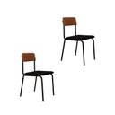 Ver imagem 1 de Conjunto 2 Cadeiras Estofadas Fixa Empilhável Fit Preto/Caramelo/Fosco Mt