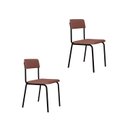 Ver imagem 1 de Conjunto 2 Cadeiras Estofadas Fixa Empilhável Fit Rosa/Linked/Preto Fosco Mt