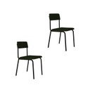 Ver imagem 1 de Conjunto 2 Cadeiras Estofadas Fixa Empilhável Fit Verde/Musgo City/Preto Fosco Mt