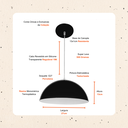 Ver imagem 2 de Luminária Esfera Lustre Led de Teto Meia Lua 34 Texturado:Preto