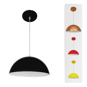 Luminária Esfera Lustre Led de Teto Meia Lua 34 Texturado:Preto