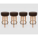 Ver imagem 1 de Kit 4 Banqueta Alta Cozinha 70cm Estofada Marrom Café Madeira Maciça Urban