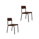 Ver imagem 1 de Conjunto 2 Cadeiras Estofadas Fixa Empilhável Fit Marrom/Whisky/Preto Fosco Mt