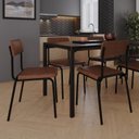 Ver imagem 3 de Conjunto 2 Cadeiras Estofadas Fixa Empilhável Fit Marrom/Whisky/Preto Fosco Mt