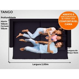 Sofá Tango 2,00M Sem Caixa, Retrátil e Reclinável Velosuede Preto - Netsofás - 9