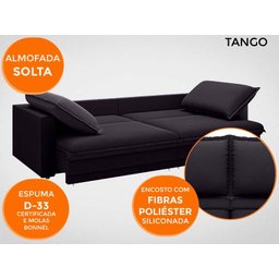 Sofá Tango 2,00M Sem Caixa, Retrátil e Reclinável Velosuede Preto - Netsofás - 4