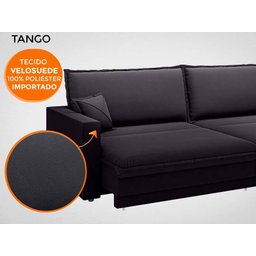 Sofá Tango 2,00M Sem Caixa, Retrátil e Reclinável Velosuede Preto - Netsofás - 6