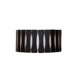 Plafon Madeira Ripado Redondo 35x35cm - 3 Luzes E27 - Preto - 4